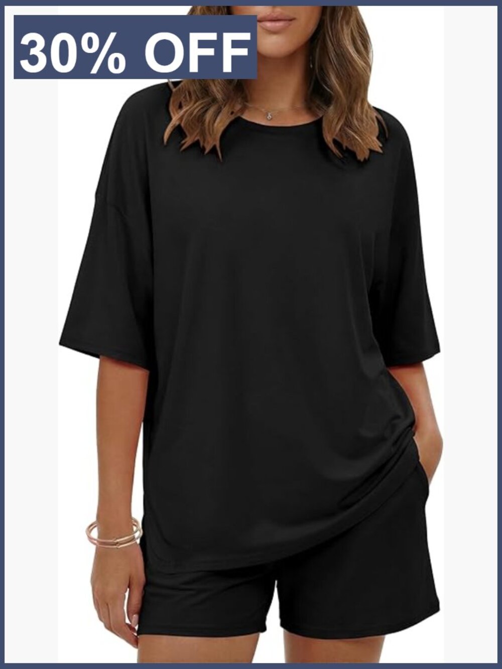 Oversized Box Tee & Shorts Lounge Set - Lightweight Polyester Spandex - Size
